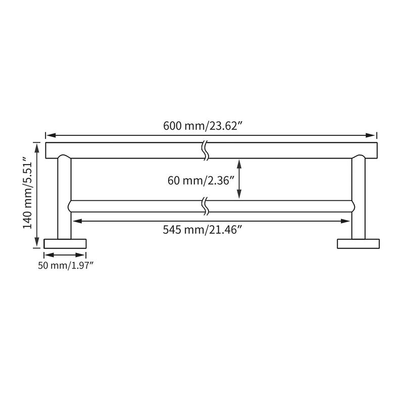 Miyili 24-Inch Bathroom Double Towel Bar Brushed Stainless Steel Bath Towel Rack Holder Wall Mount, A01N60B - Image 2